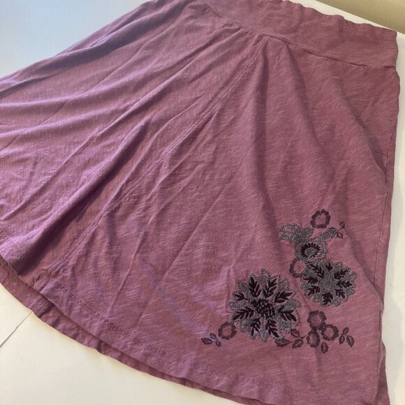 Aventura Womens Skirt Pink Casual Organic Cotton Size Small Floral Embroidery - Picture 5 of 10
